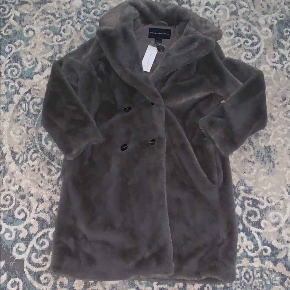 New French Connection Annie Faux Fir Coat